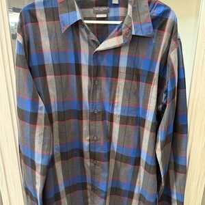 Van Heusen Men's Plaid Shirt - Blue and Gray
